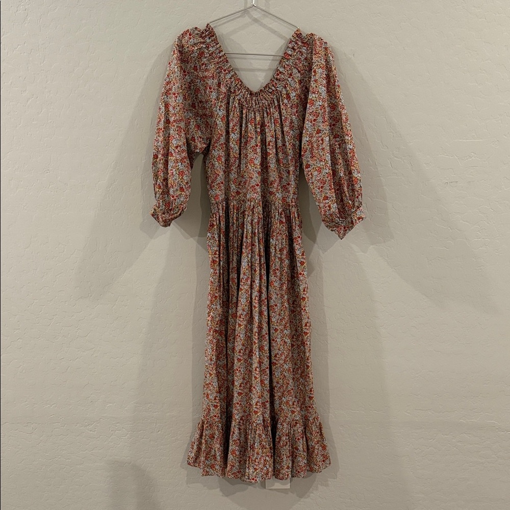 Altered Doen Darcy Dress in Red Chive Floral Liberty Print size Small
